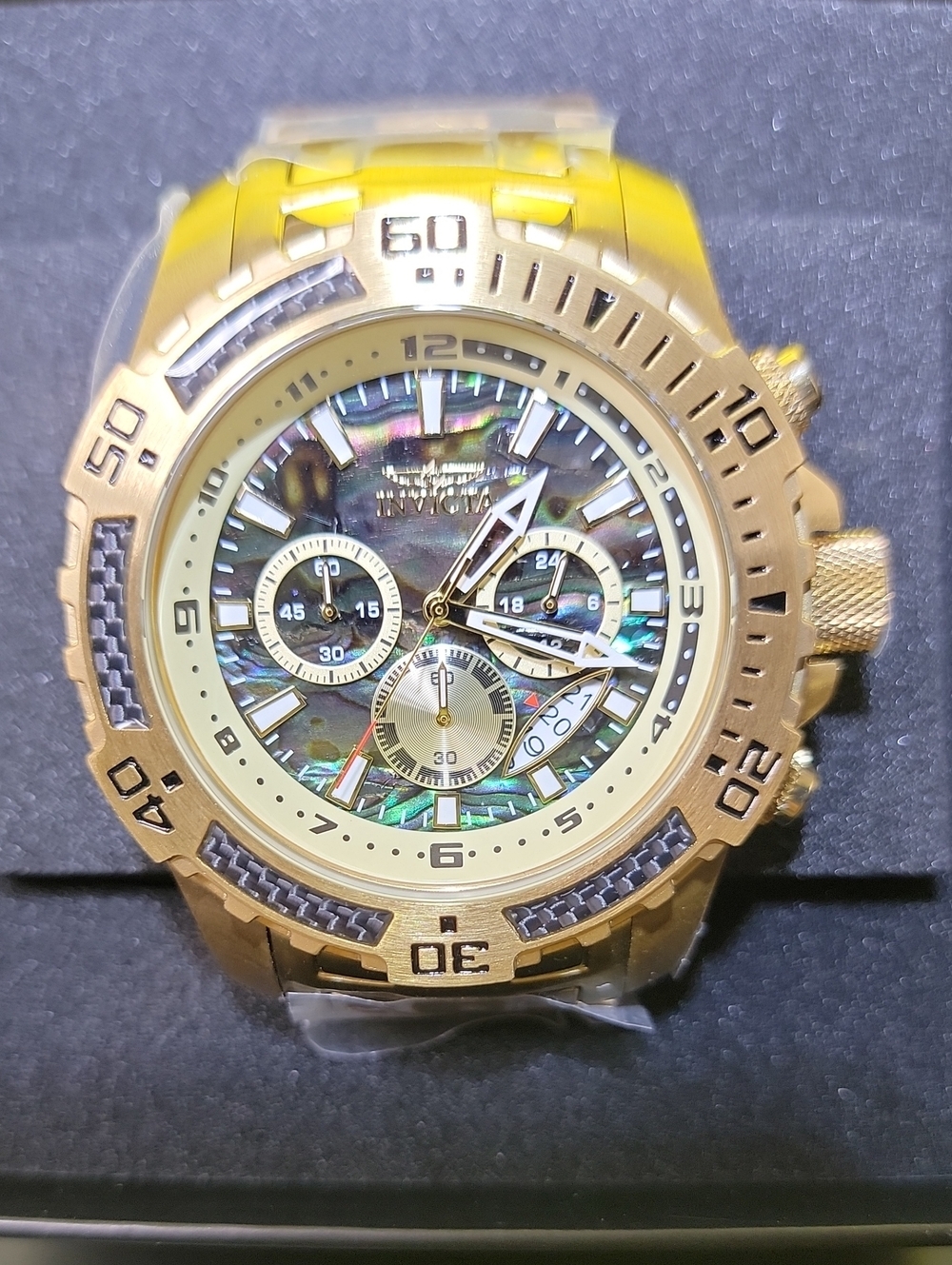 NEW 🐚 Invicta Pro Diver SCUBA Men's Watch w/ Abalone Dial - 51mm. Gold 49854